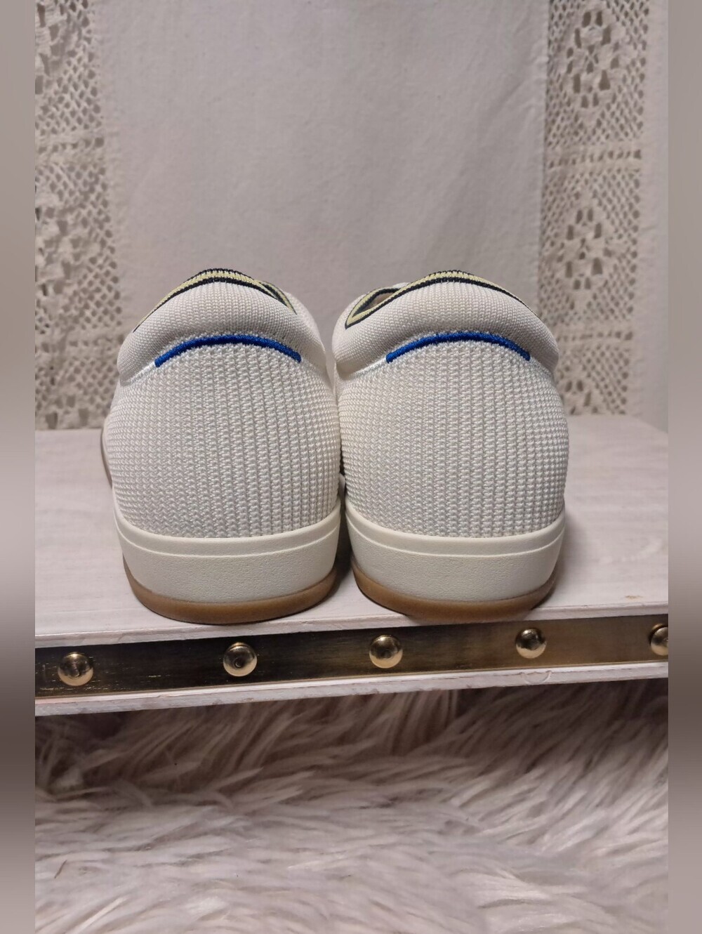 Rothy's Cream "The Lace Up" Knit Sneakers with Gum Sole Size 11 - Picture 6 of 6